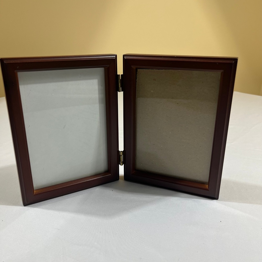The Weston Gallery Double Hinged Picture Frame 5x7 Brown Wood Classic